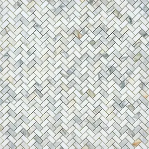 Calacatta Gold Baby Herringbone Marble Mosaic