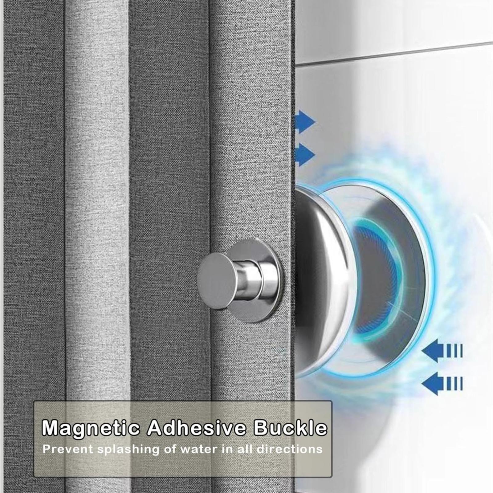 Thickened Magnetic Foldable Shower Curtain, 1 Pack — Waterproof Privacy Bathroom Divider Curtain with Hooks and Tie Straps, Machine Washable (Suitable for Bathtubs and Showers Year-Round)