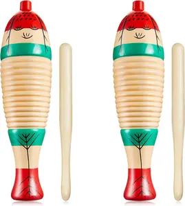 2 Pieces Colorful Fish Shaped Guiro Instrument Latin Percussion Musical Instruments Wooden Frog Instrument Musical Percussion Instruments
