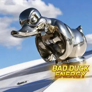 Angry Duck Hood Ornament, Funny Resin Car Duck Decoration for Sedan SUV Motorcycle & Bike, UV Fade-Resistant Exterior/Interior Decor, Easy 3M Adhesive Install, No-Drill Dashboard or Hood Emblem Accessory