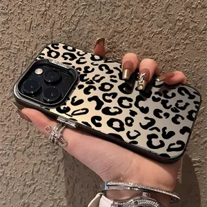 Case for iPhone 16 Pro Max 15 Plus 14 13 12 11 XS XR black leopard print Pattern Matte Shockproof Anti-Scratch Stylish Smartphone Cover Protector Screen Protector Silicone Protective