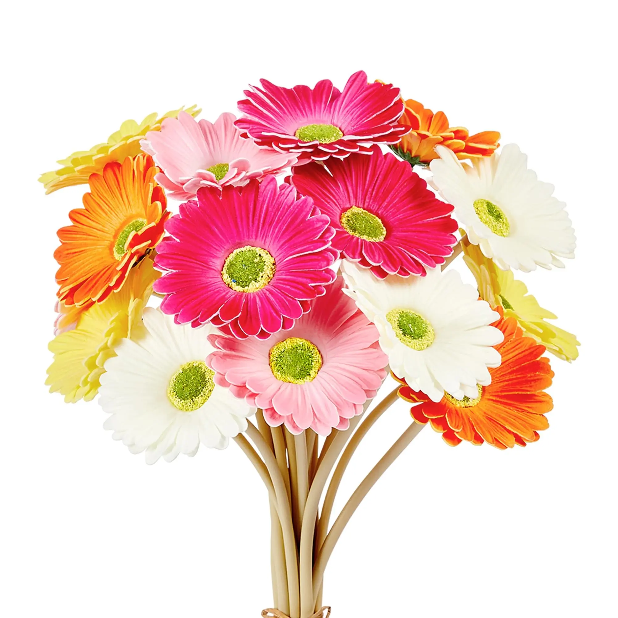 10 Artificial African Daisies &, 15 Fake Daisy Bouquets, Flexible Stems, Bohemian Wildflowers, Decorative Wedding Bridal Shower Home Decor, Home Decoration Bouquet, Artificial Mixed Flower