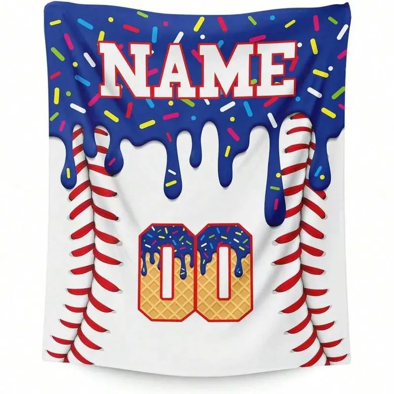 Custom Baseball-Themed Flannel Throw Blanket for Kids – Personalized Name Customized Gifts for Baseball Lovers – Cozy Living Room Blanket for Birthday, Christmas Stocking Stuffers, Baseball-Themed Blankets