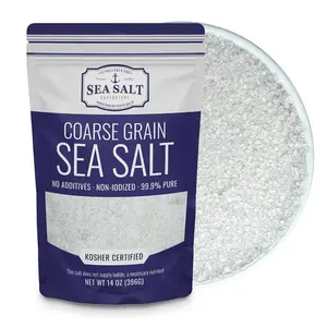 Coarse Sea Salt for Grinder Refill, Coarse Grain Kosher Salt, Non-Iodized Coarse Salt for Cooking,14 oz Bag, Flavor