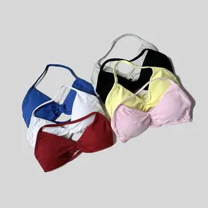 Seamless Gym Sport Bra Breathable Strappy Halter Bra Shockproof Crop Top Fitness Push Up Workout Top Women