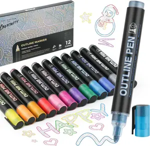 ZSCM QUALITY DECIDES THE FUTURE Larger  Shimmer Glitter Markers Outline Pen, Teen Girl Gifts Trendy Stuff, Metallic Glitter Doodling Markers, Art Supplies Crafts Gifts 4-16 For Tween Girls outline marker