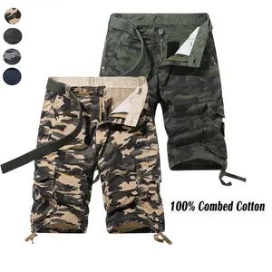 2-Pack Cotton Loose Camouflage Cargo Shorts, Multi-Pocket Design, Breathable Material, With Free Belt, Big & Tall Size