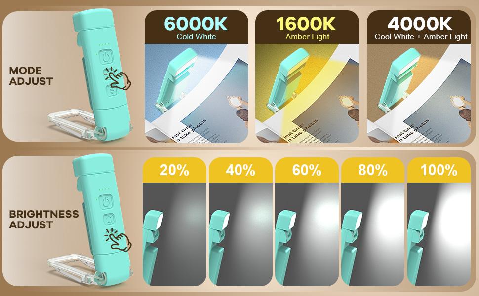 BIAT Rechargeable Book Lights for Reading At Night, Portable Reading Lights for Books in Bed, Reading Lamp with Timer, Clip-on Led Bookmark Light with 3 Amber Colors & 5 Brightness, Gifts for Book Lovers