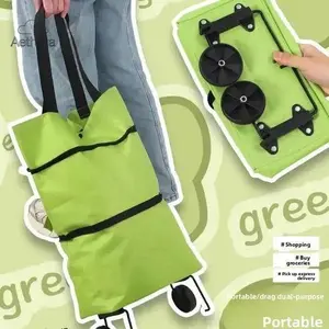 Aethica Portable Shopping Cart Foldable Trolley Cart with Wheels Large Capacity 41x27x46 cm Expandable Design Freestanding Stability Lightweight for Grocery Shopping