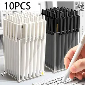 10pcs Brush Question Pen, Click Type Neutral Pen High Aesthetic Style, Primary School Students Exam Quick Dry 0.5mm Ink