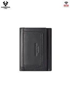 HUMERPAUL Men's Three Fold Zero Wallet Large Capacity Multi Functional Coin Bag Casual Solid Color Bank Card Credit Card Multi Slot Card Bag Slim Fit Easy to Carry Short Wallet Leather Wallet BP992 Trifold Card Holder