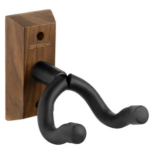 STRICH Guitar Wall Mount, Walnut Base, U-Shaped Hanger with Screws for Acoustic, Electric Guitar, Banjo, Bass (1-Pack)