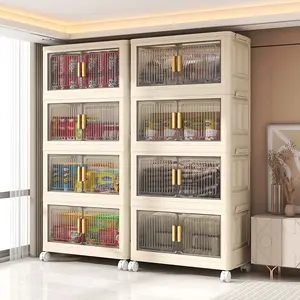No Installation Required Storage Rack, Snack Organizer Cabinet for Home Use, Multi-Layer Kitchen & Living Room Toy Storage, Foldable Design