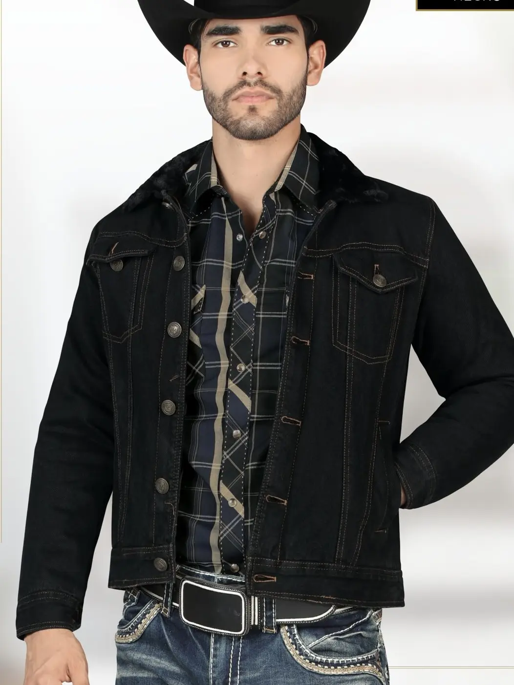 CHAMARRA VAQUERA MONTERO MT10001 Negro ELEGANTE WESTERN Denim Jacket for Men Classic Style Comfortable Fit Western Wear
