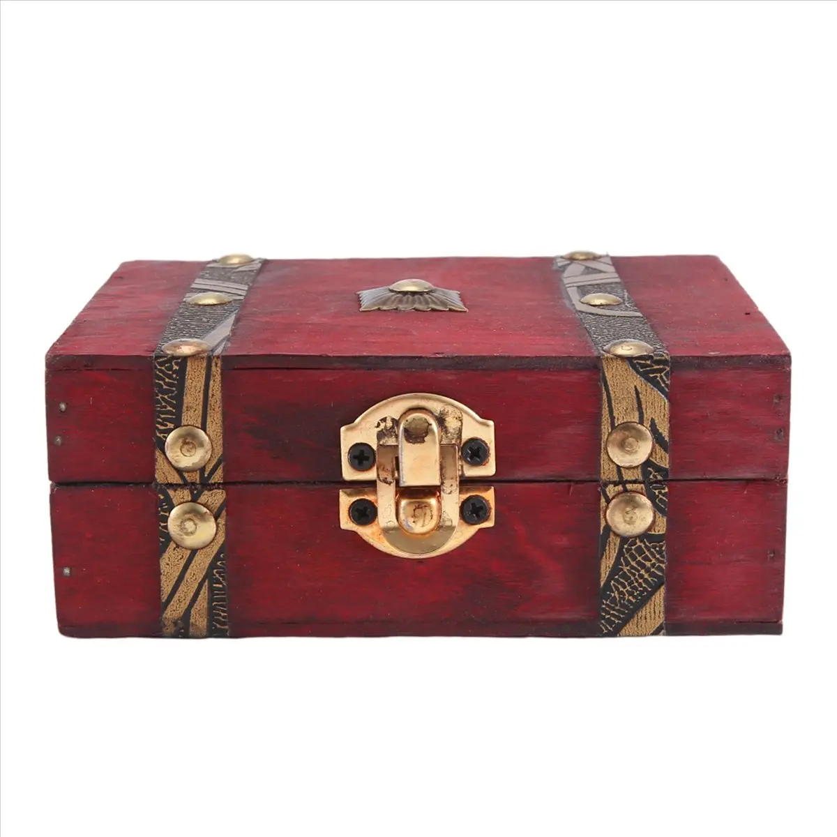 Wine Red Memory Box with Latch, Antique-Style Decorative Treasure Chest for Jewelry, Keepsakes & Moments of Reflection