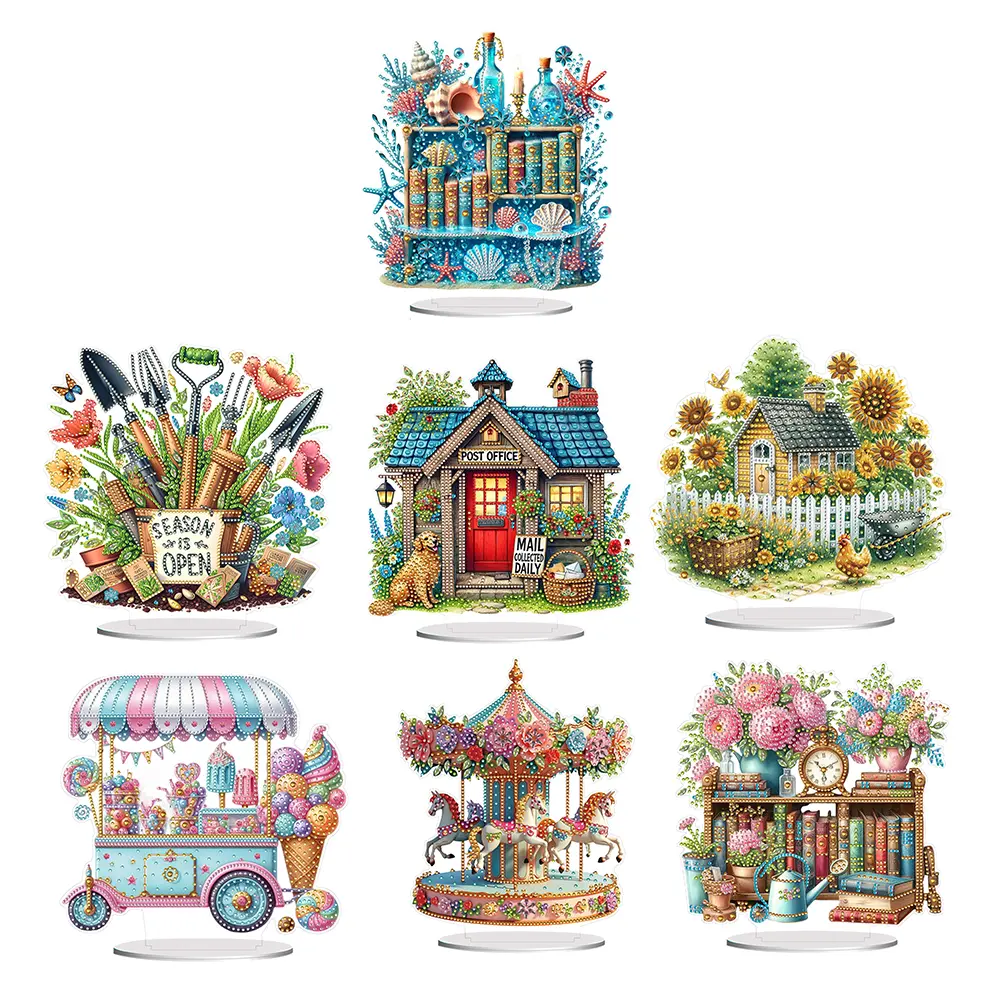 DIY Acrylic Creative Special Shape Diamond Painting Tabletop Ornaments Kit for Home Office Desktop Decor