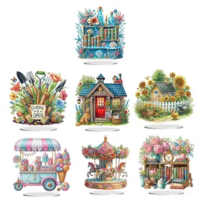 DIY Acrylic Creative Special Shape Diamond Painting Tabletop Ornaments Kit for Home Office Desktop Decor