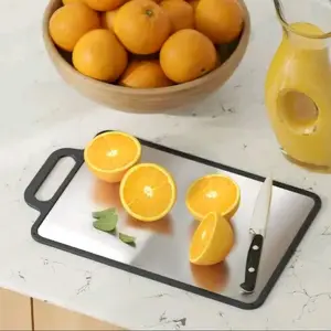 Double-sided cutting board for kitchen, easy-grip stainless steel Stylish Rectangular