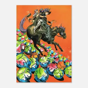 Jojo Steel Ball Run Poster, Gyro Zeppeli Johnny Wall Art, Ride the Horses Canvas, High Quality Art Prints, Home Decor, Gifts for Him Her Otaku