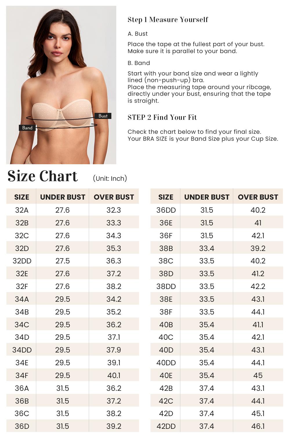 DOBREVA Women's Strapless Push Up Bra Lace Plus Size Plunge Padded Underwire Bras