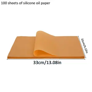 Rectangular Kraft Paper Baking Paper, Silicone Oil Proof Non-Stick Sheet, BBQ Grill Paper, Steamer Liner, 100 Sheets Per Pack
