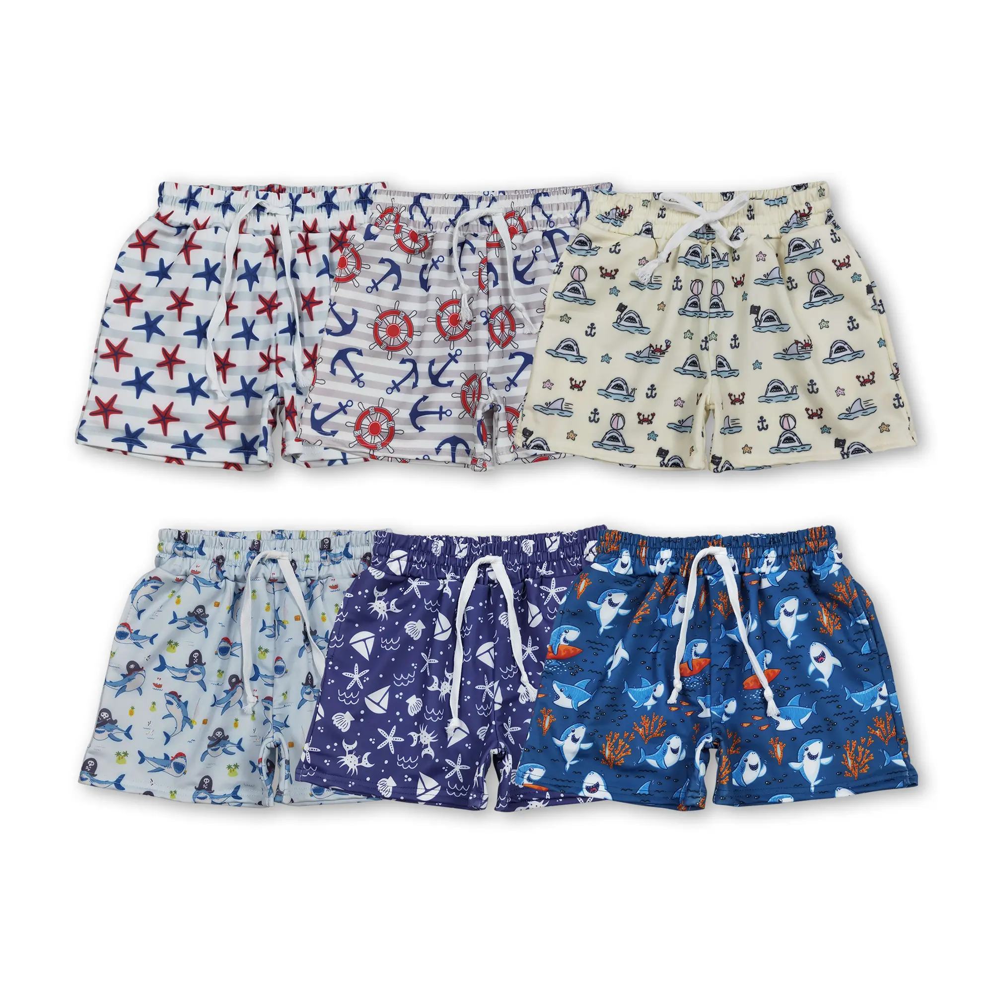 Boys' High-Quality Short-Sleeve Dinosaur Print Swimsuits with Shorts, Loose-Fit Cotton-Spandex Blend Quick-Dry Sports Bottom for Summer Beachwear, Plain Design