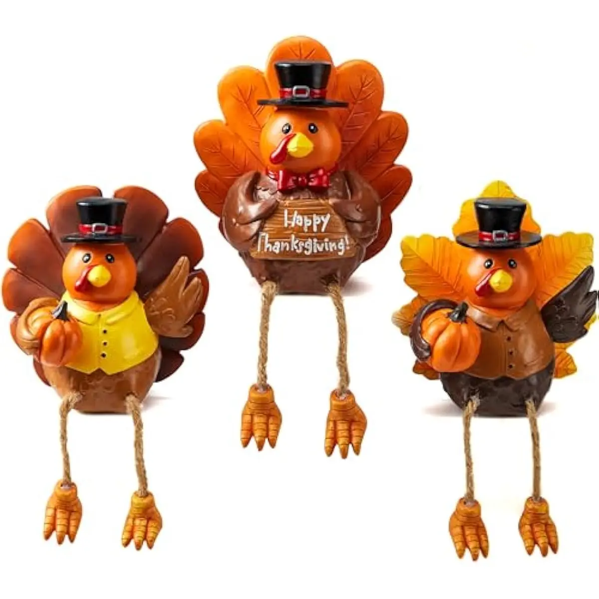 3 PCS Thanksgiving Turkey Tabletop Centerpiece Decor, Resin Turkey Figurines, Thanksgiving Decoration, Autumn Decor, Fall Harvest Home Decorations, Indoor Kitchen Decor, Party Supplies