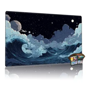 Cosmic Ocean Waves Mtg Playmat, 24x14 Inches Tcg Gaming Mat, Starry Night Sky Design, Ideal Gift for Card Game Enthusiasts