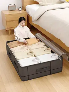 1Pc Drawer Style Under Bed Storage Bag, thickened non-woven fabric with zipper design, dustproof and moisture resistant. Foldable flat storage bag ideal for clothes, quilts, blankets and pillows, suitable for wardrobe, dormitory and moving packing use.