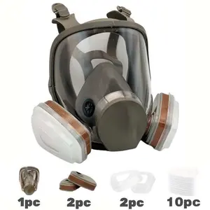 Reusable Full Face Mask with Filter Box, 1 Set 15-in-1 Anti Gas & Dust Resistant Full Face Mask, Anti-fog Full Face Mask for Painting, Chemicals Safety Construction Gear, Safety Goggles
