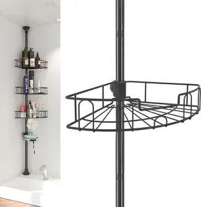 Shower Organizer, 39 to 125 Inch Height Adjustable Shower  with 4 Adjustable Shelves, Organization And Storage for Bathroom Corner Shelves Rack Countertop with Tension Pole, Home Decor