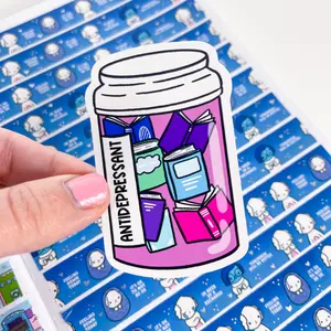 Books = Antidepressant Vinyl Die Cut Sticker