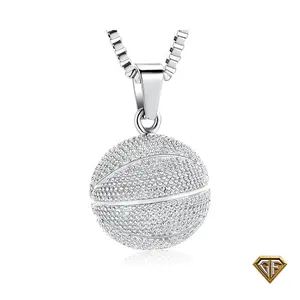 Silver 3D Basketball Charm Necklace and 22 inch Necklace Geometric Design for Ball Lovers Sports Fan Jewelry Ideal Gift for Basketball Enthusiasts Kids Jewelry Black Rhodium Plating mens necklace, basketball season