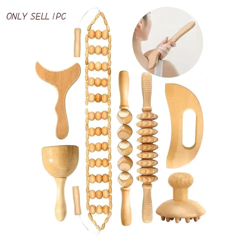 1/6/7pcs Wooden Therapy Massage Tools Set, Lymphatic Drainage Massager, Professional Body Massager, Sculpting, Contouring, Relaxing, Anti-Cellulite, Body Shaping Tool, Body Care, Relaxation Aid