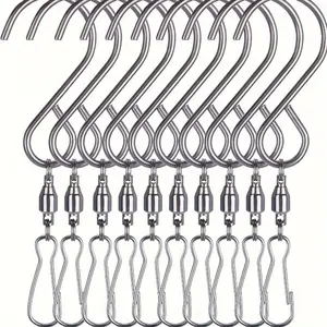 10pcs Double Rotating S-shaped Hooks Suitable For Indoor And Outdoor Use, For Hanging Windchimes, Rotating Prisms, Windsocks, Plants, Crystal Ornaments, Rainbow Makers, Pendants, Etc.