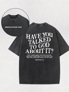 Vintage Washed Oversized Christian Graphic Tee Jesus Loves You Shirt Heavyweight Cotton Bible Verse T-Shirt Gym Pump Cover For Men Women Casual Streetwear Faith Based Apparel Y2K Retro Grunge Clothing Everyday Wear Trendy Religious Gifts Youth Top