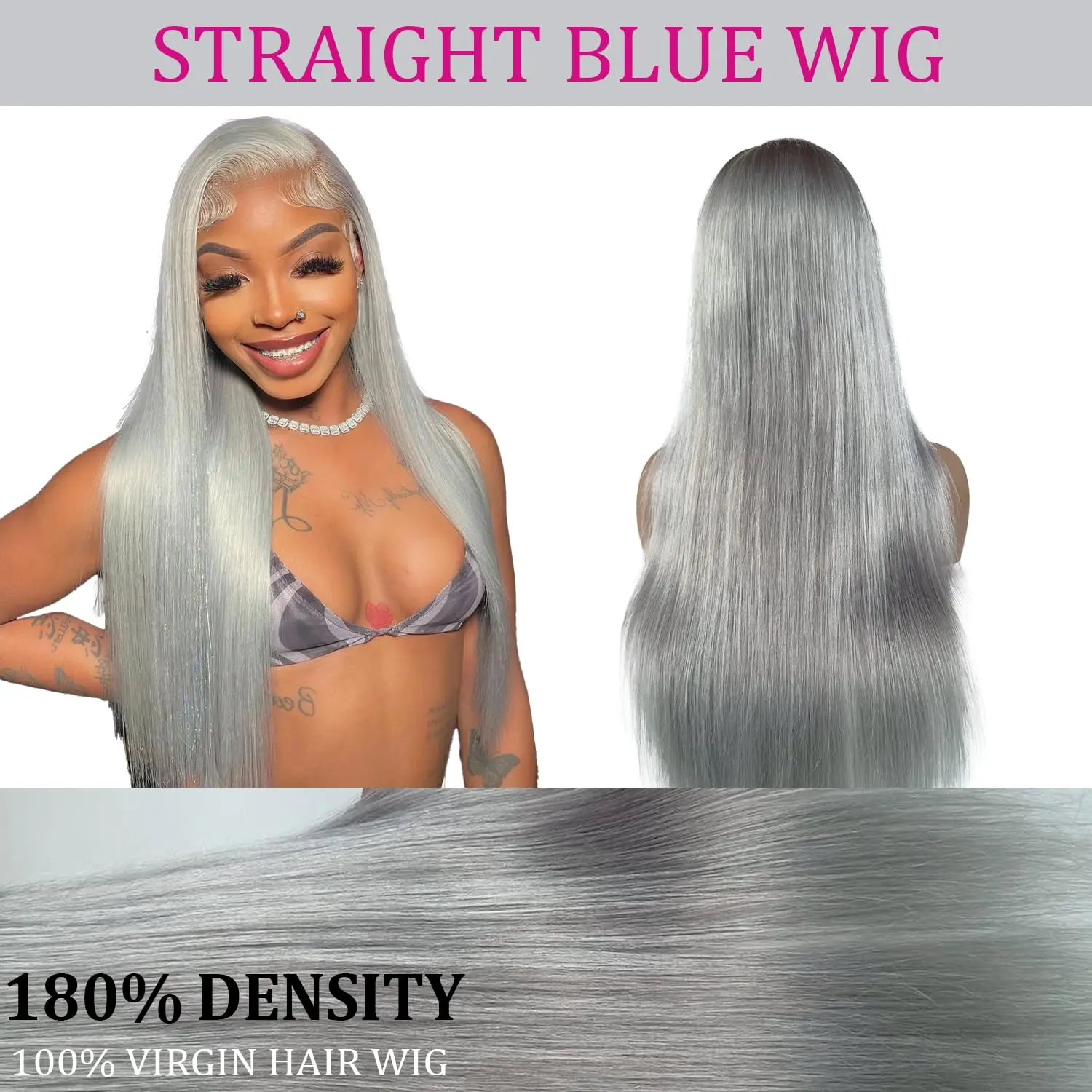 13x6 Lace Front Wig Human Hair Straight 150 Density Medium Cap 150% density 13x4 HD lace front wig Brazilian virgin human  main image 2