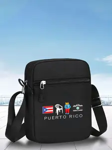 Creative Puerto Rico Pattern Messenger Bag, Unisex Street Fashion Crossbody Backpack, Adjustable Strap, Ideal for Daily Wear & Gifts