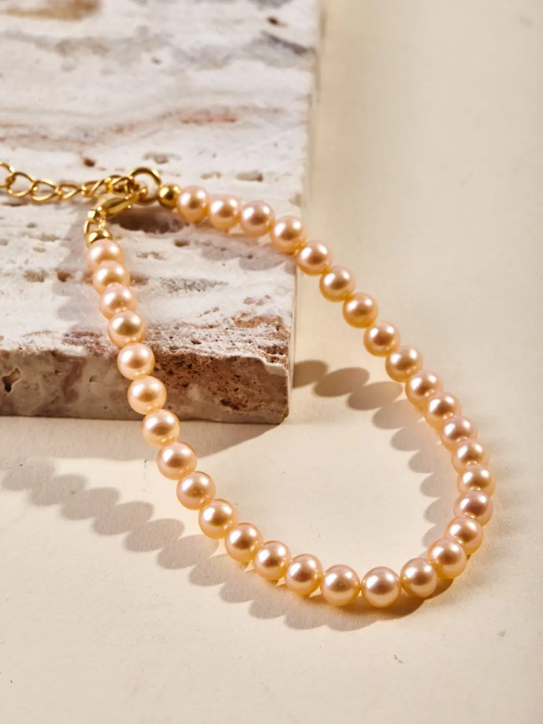 golden freashwater pearl bracelet  One Size Fits All size Adjustable Women gift