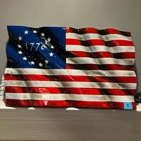 1776, light burn, white stripes, epoxy