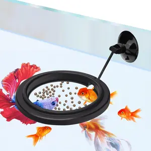Small Fish Feeding Ring Round Mini Aquarium Feeder with  Suction Cup Floating Fish Feeder Ring for Betta Goldfish Guppy