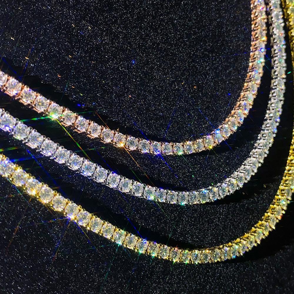 TY GRA Certified Moissanite Tennis Necklace 2/3/4/5/6.5mm Solid   Sterling Silver Diamond Tennis Necklaces for Women Man