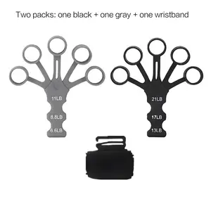 Hand Grip Strengthener Finger Resistance Bands Wrist Forearm Exerciser 2 Piece Set for Carpal Tunnel Relief Arthritis Pain Therapy Rehabilitation Training
