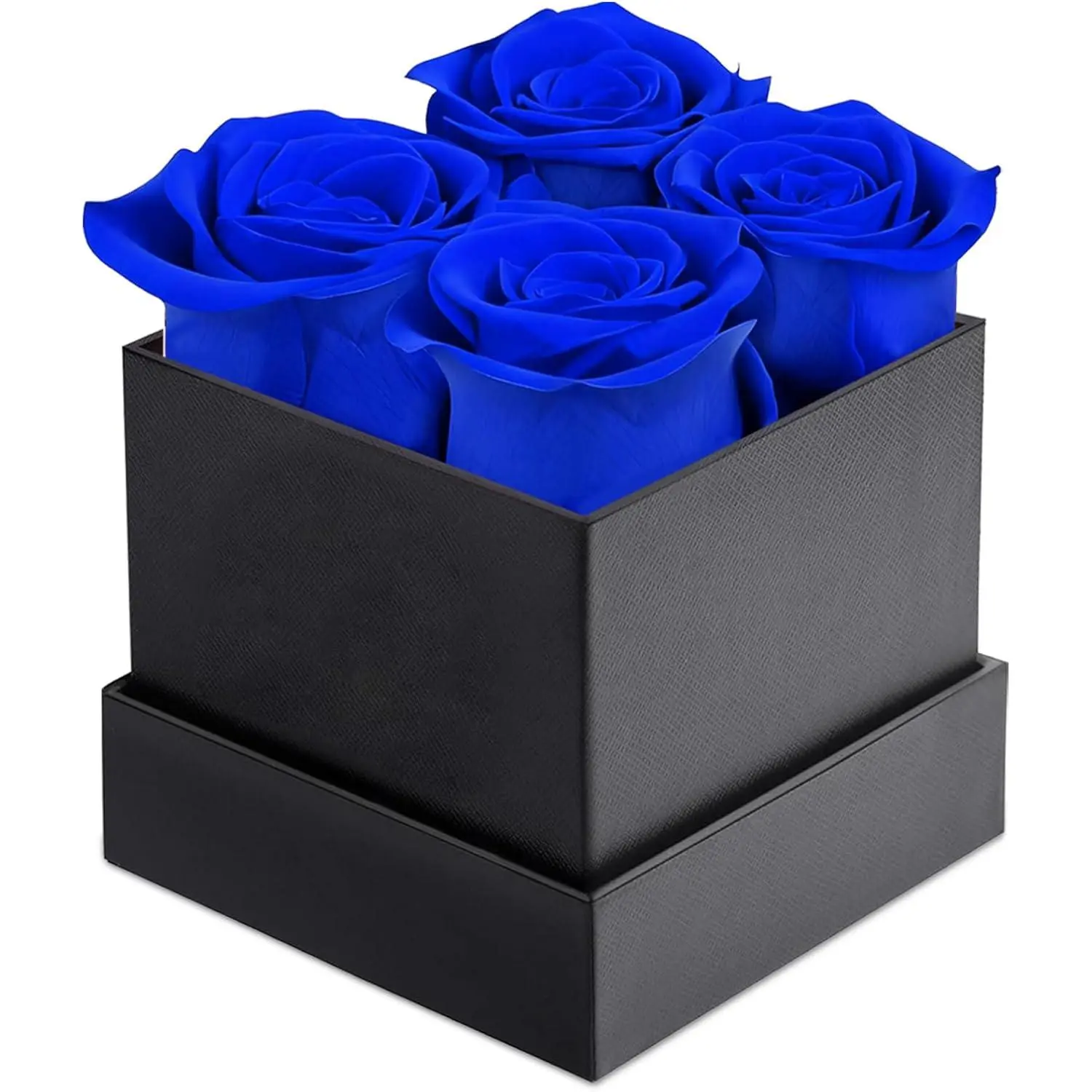 Preserved Roses  Box with 4 Real Eternal Roses - Square Black Luxury Box for Women, Forever Roses for Anniversary, Valentine's Day, Birthday, Mother's Day