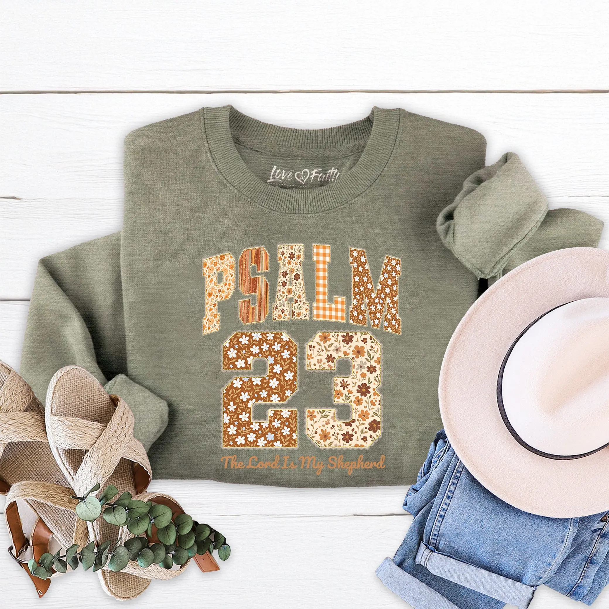 Psalm 23 Sweatshirt - Heather Olive