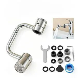 Renters Friendly 1440° Swivel Faucet Extender, No Damage Tool-Free 1-Min Install Faucet Aerator, Fully Removable Dual Mode Anti-Splash Water Saving Faucet Attachment for Apartment Kitchen Bathroom Sink