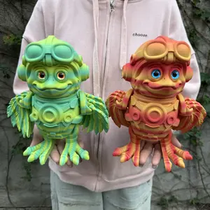 3D Printed Chicken Pilot Statue Figurine, Collectible Figurine, Articulating Animal Figurines, Home Decor with Realistic Eyes, High Precision Moveable Joints, Christmas Gift, Any Occasion