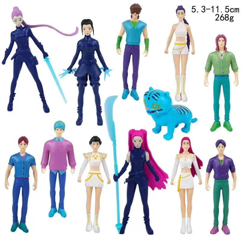 Kpop Demon Hunter Theme Doll Set 12-Piece Cartoon Model Toys for Home & Office Decor Desk Decorations Unique Themed Dolls Compact Size Easy Display No