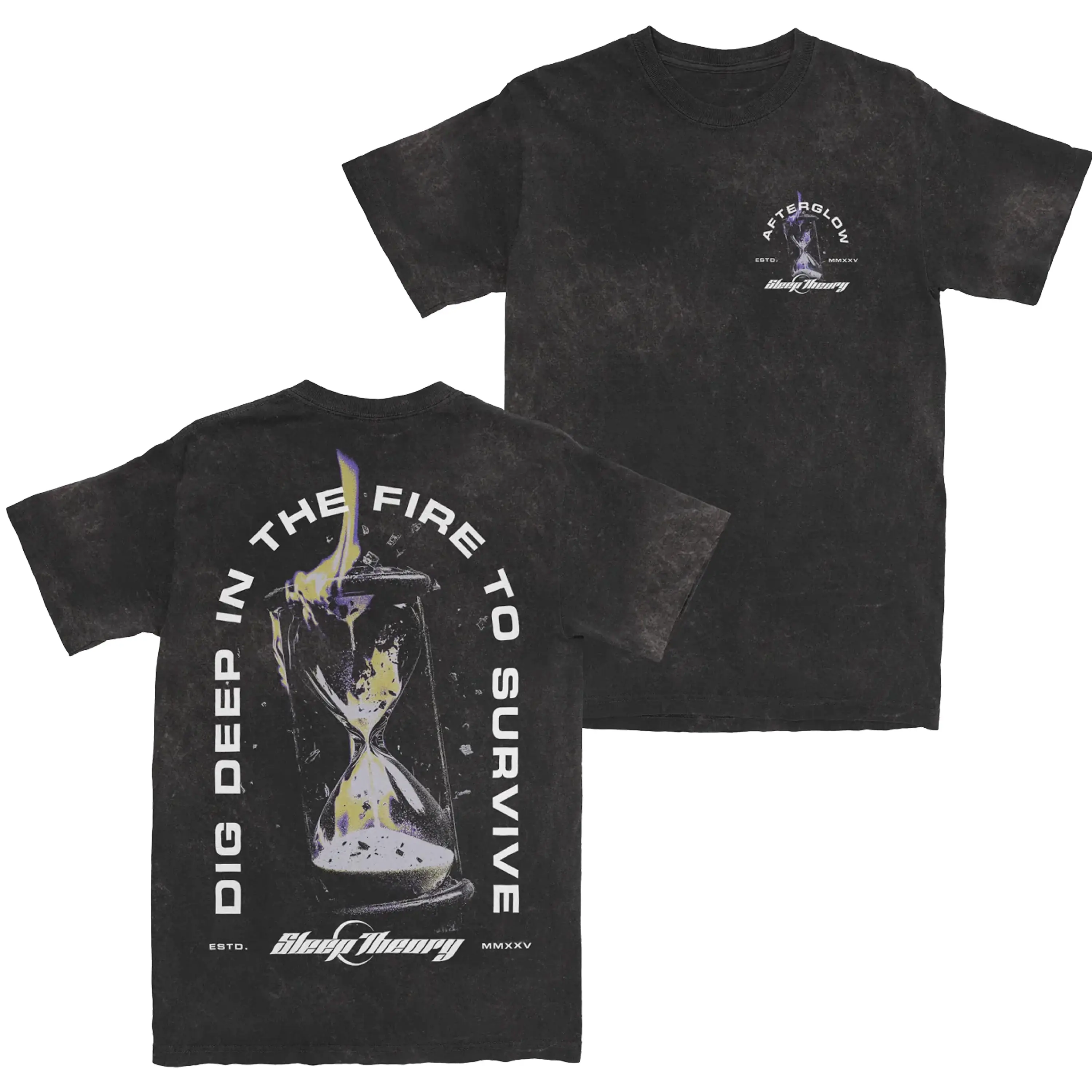 Sleep Theory Afterglow Hourglass T-Shirt, Grunge Rock Band Tee, Flame Time Graphic Design, Unisex Menswear Womenswear Top, Emo Concert Streetwear