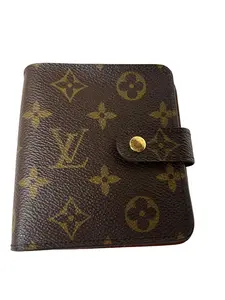 Pre-owned Louis Vuitton Leather Compact Wallet Monogram Coated Canvas Compact Wallet